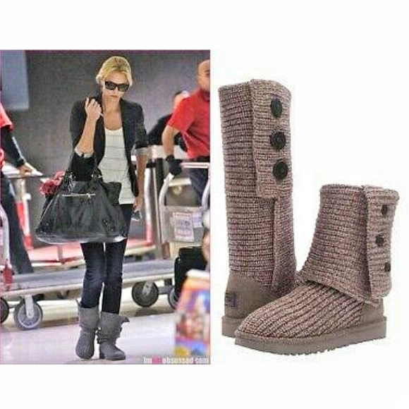 🌸 UGG‎ | Knit Knee High Boots size 9, Grey - Picture 2 of 16
